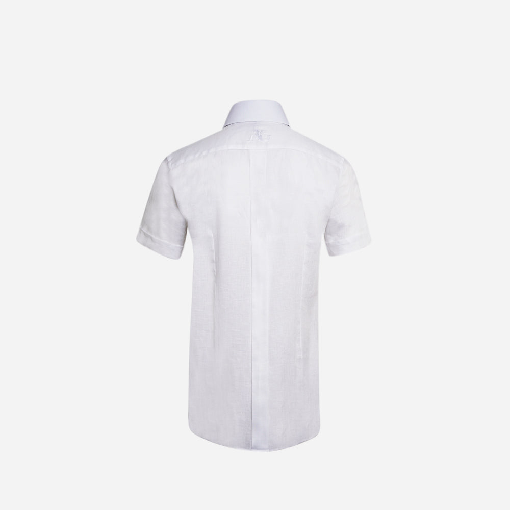 White Scudo Linen Short Sleeves Mason Shirt - AG25S1HAS40