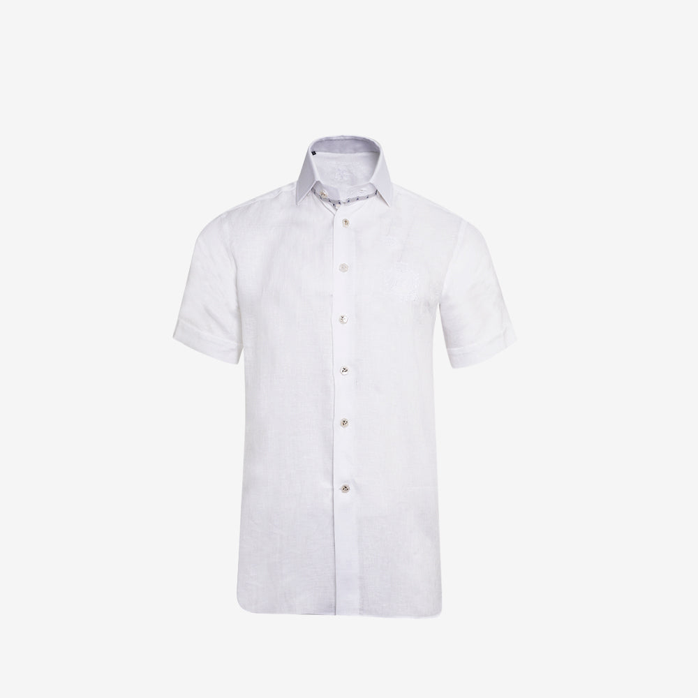 White Scudo Linen Short Sleeves Mason Shirt - AG25S1HAS40