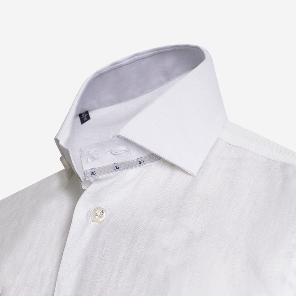 White Scudo Linen Short Sleeves Mason Shirt - AG25S1HAS40