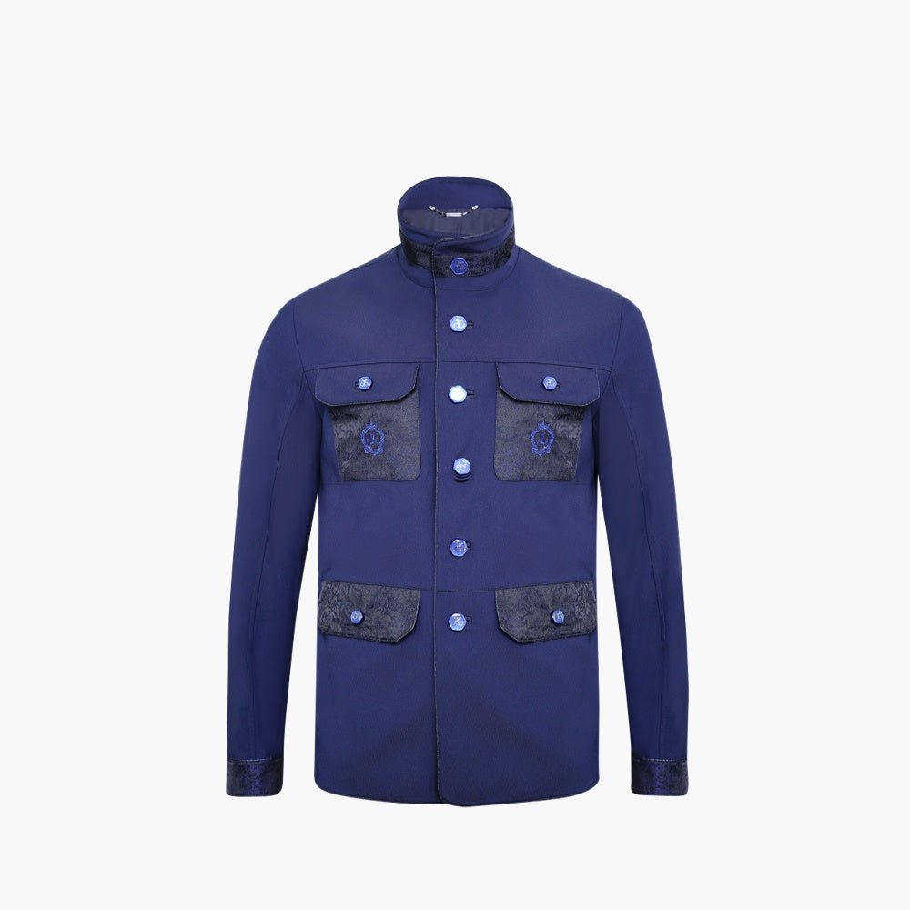 Navy Blue Sahariana - Angelo Galasso - Luxury Italian Menswear London