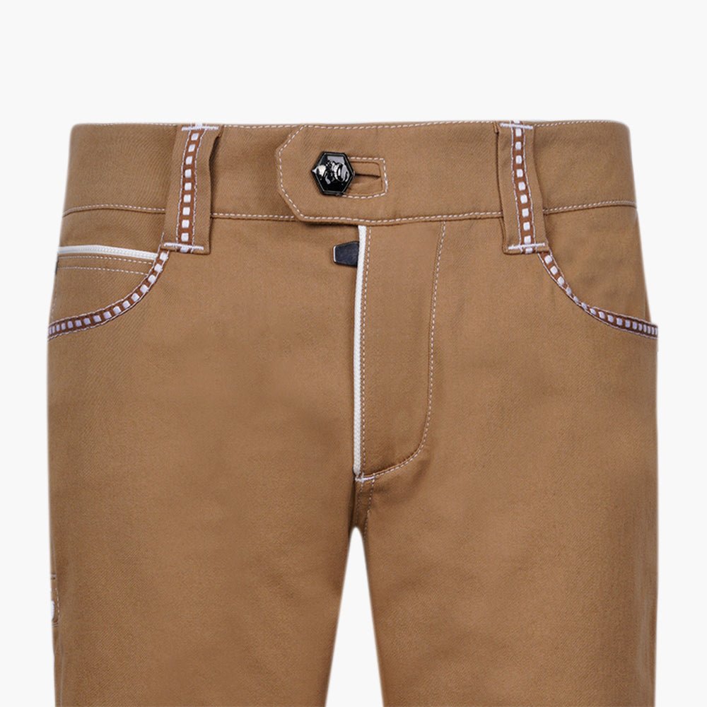 Camel & Brown Trim Alloro Jeans - Angelo Galasso - Luxury Italian Menswear London