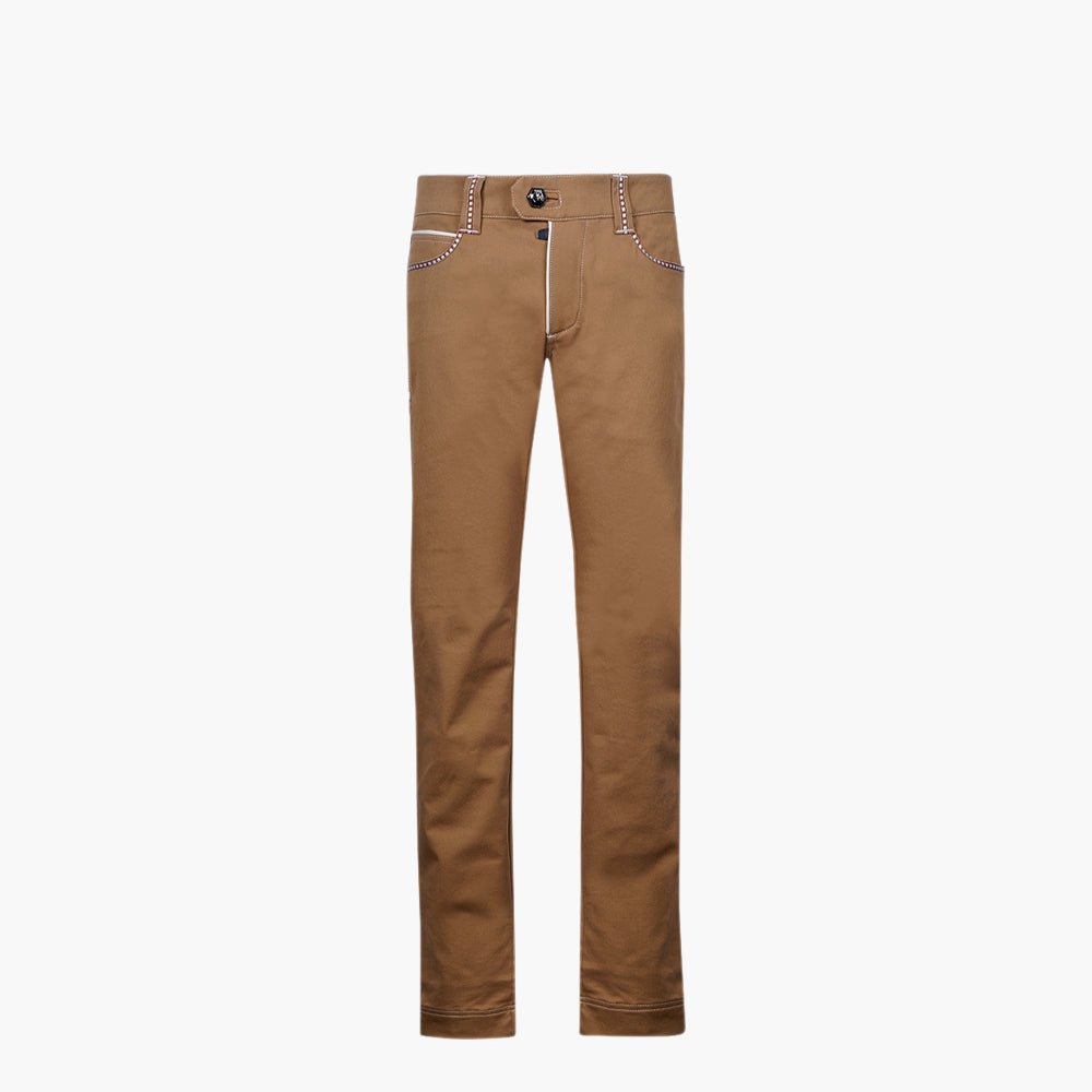 Camel & Brown Trim Alloro Jeans - Angelo Galasso - Luxury Italian Menswear London