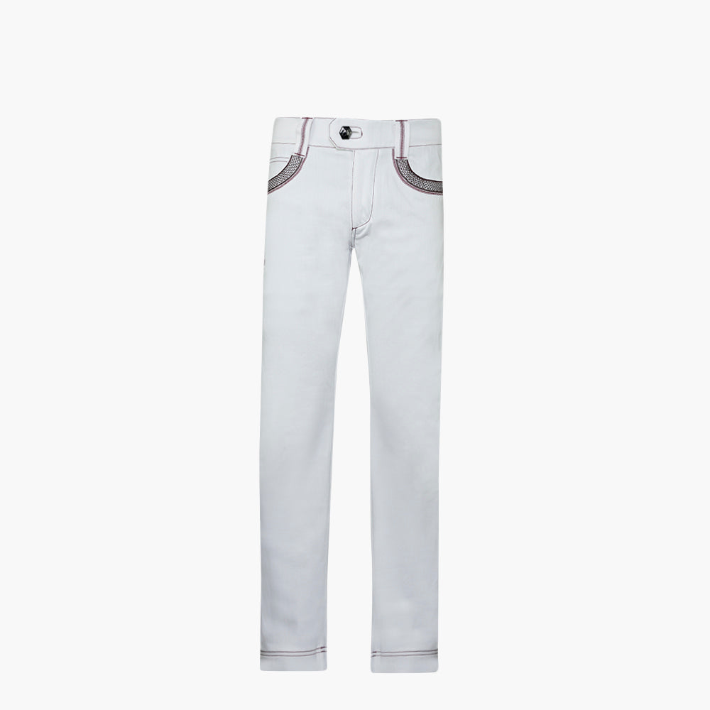 White & Burgundy Alloro Jeans - AG25SJJNS04