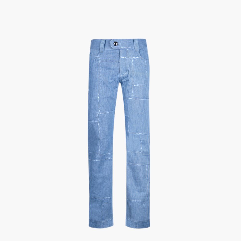 Sky Blue Pattern Hexagonal Jeans - Angelo Galasso - Luxury Italian Menswear London