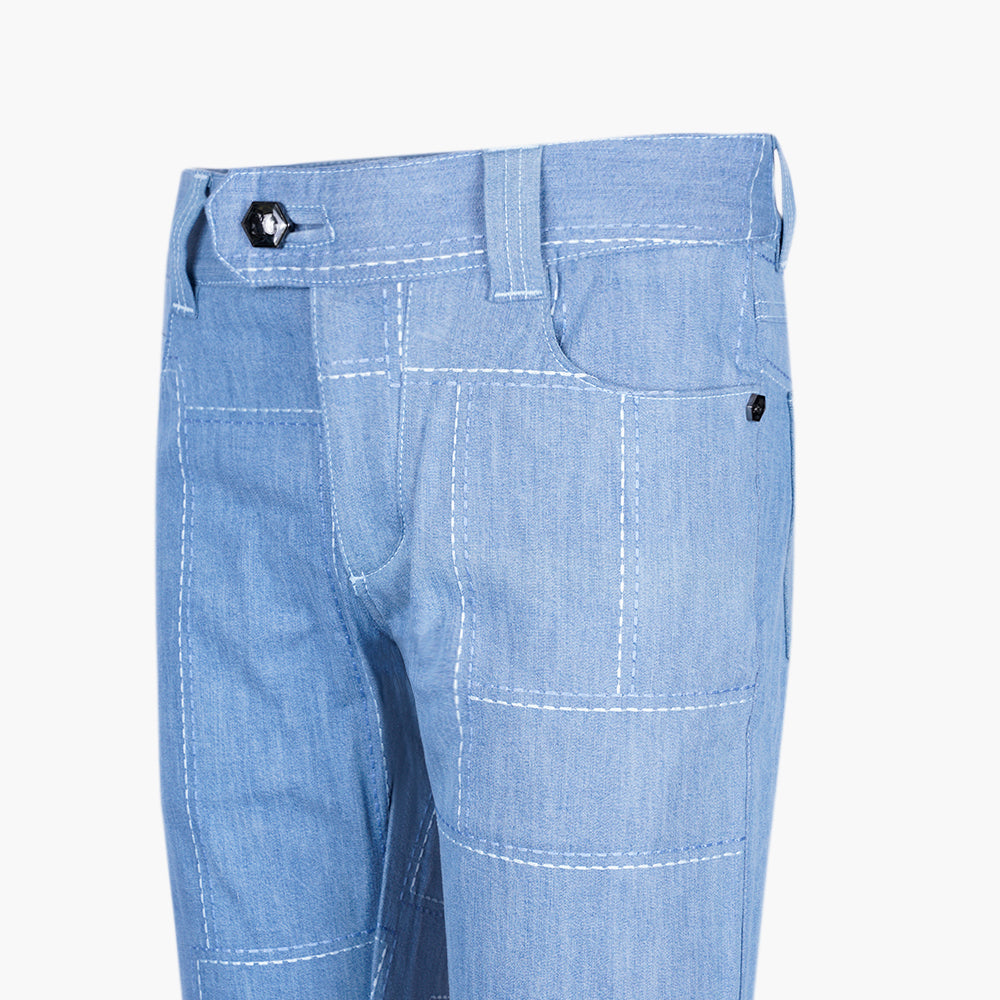 Sky Blue Pattern Hexagonal Jeans- AG25SJJNS06