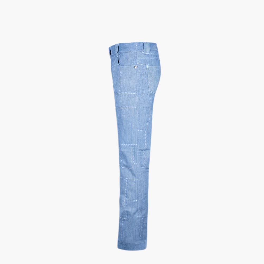 Sky Blue Pattern Hexagonal Jeans- AG25SJJNS06
