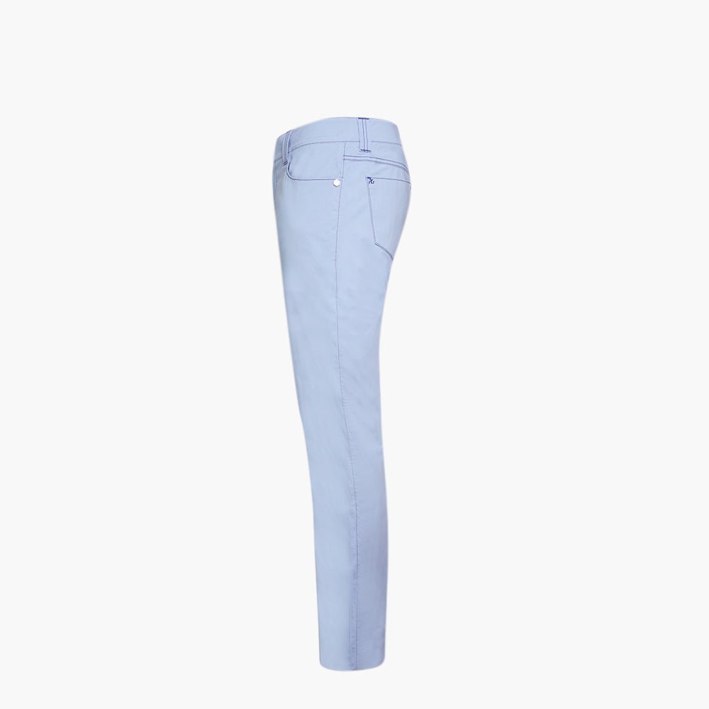 Light Blue & Blue Cotton Jeans with Alloro Crest - Angelo Galasso - Luxury Italian Menswear London