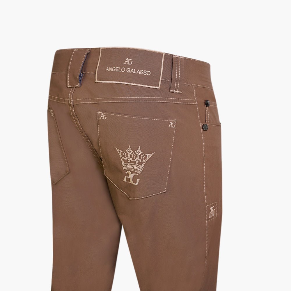 Brown & Light Brown Crown Cotton Jeans - Angelo Galasso - Luxury Italian Menswear London