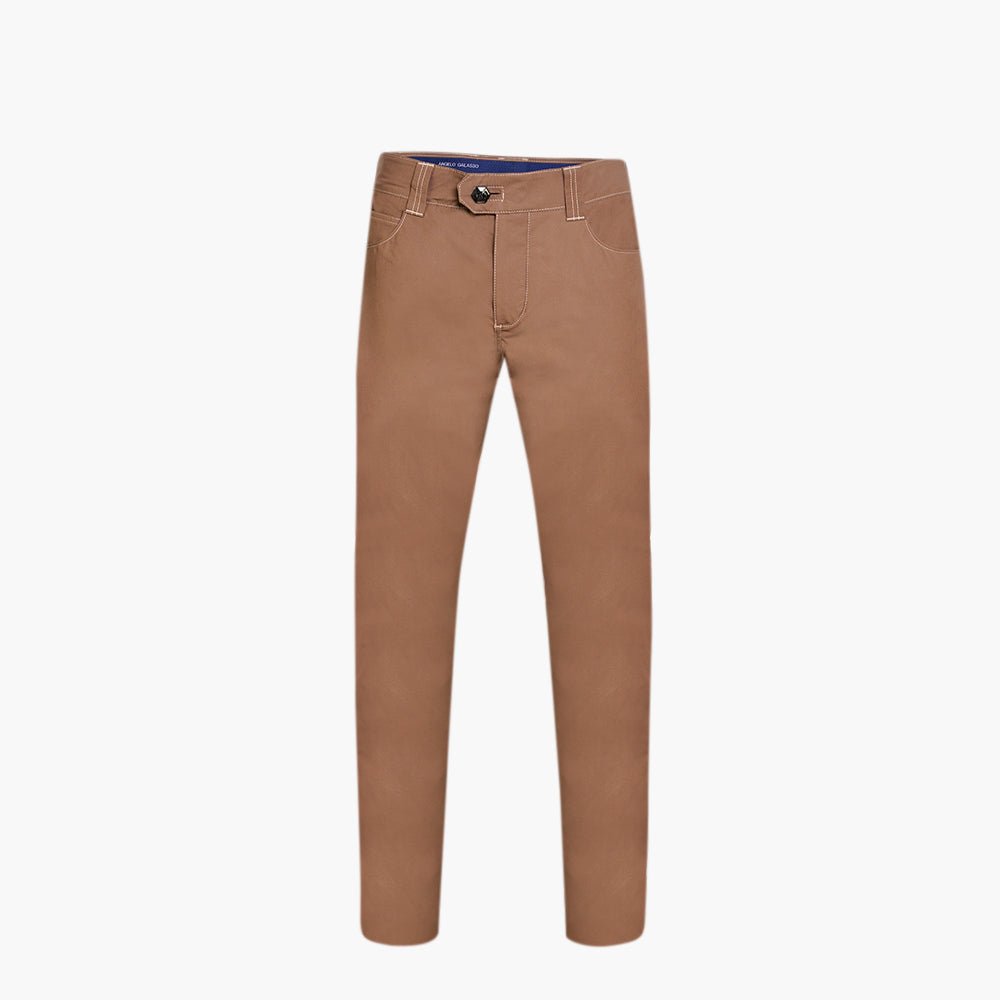 Brown & Light Brown Crown Cotton Jeans - Angelo Galasso - Luxury Italian Menswear London