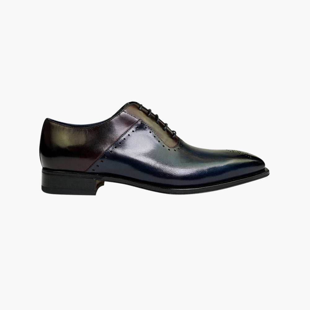 Blue & Burgundy Two-Tone Oxford Shoes - Angelo Galasso - Luxury Italian Menswear London