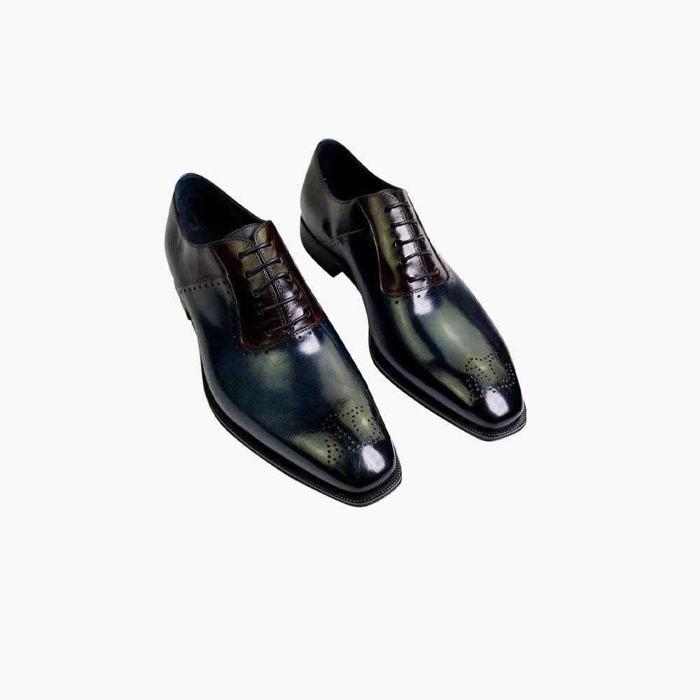 Blue & Burgundy Two-Tone Oxford Shoes - AG25SSARB01