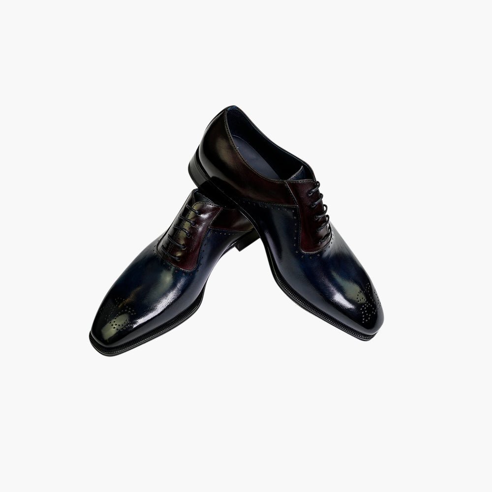 Blue & Burgundy Two-Tone Oxford Shoes - Angelo Galasso - Luxury Italian Menswear London