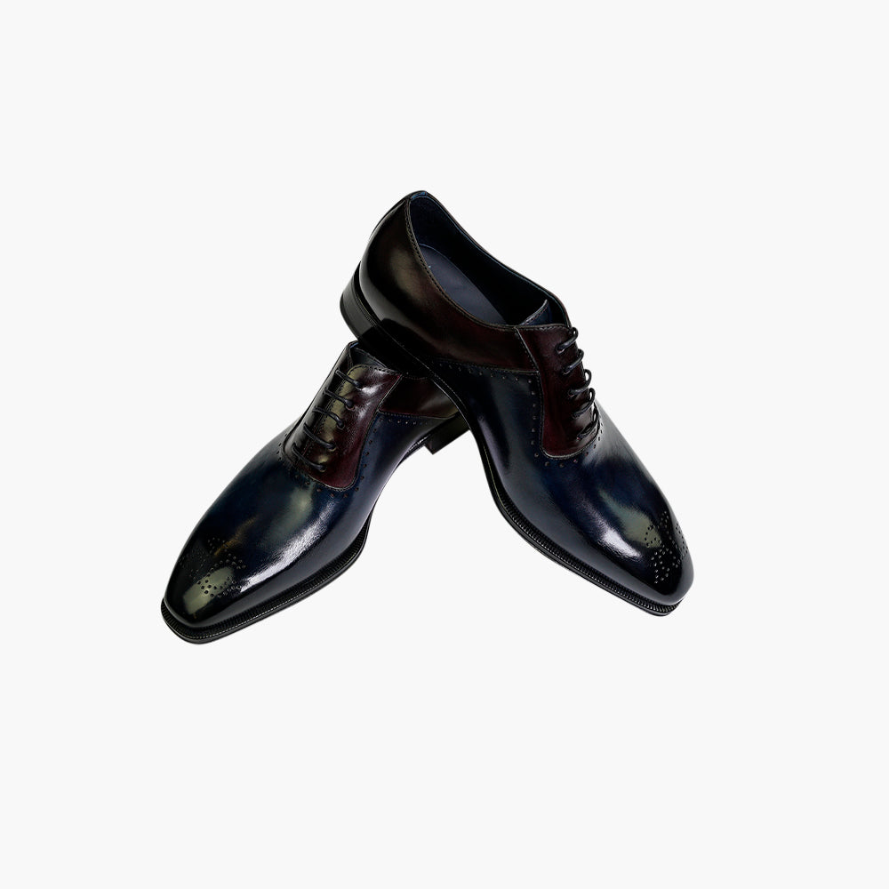 Blue & Burgundy Two-Tone Oxford Shoes - AG25SSARB01