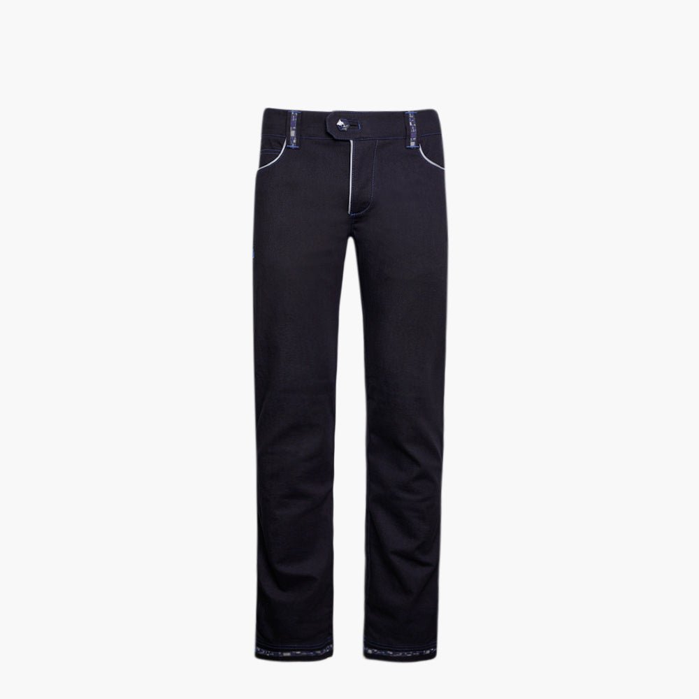 Black & Blue Crown Jeans with Piping and Inserts - Angelo Galasso - Luxury Italian Menswear London