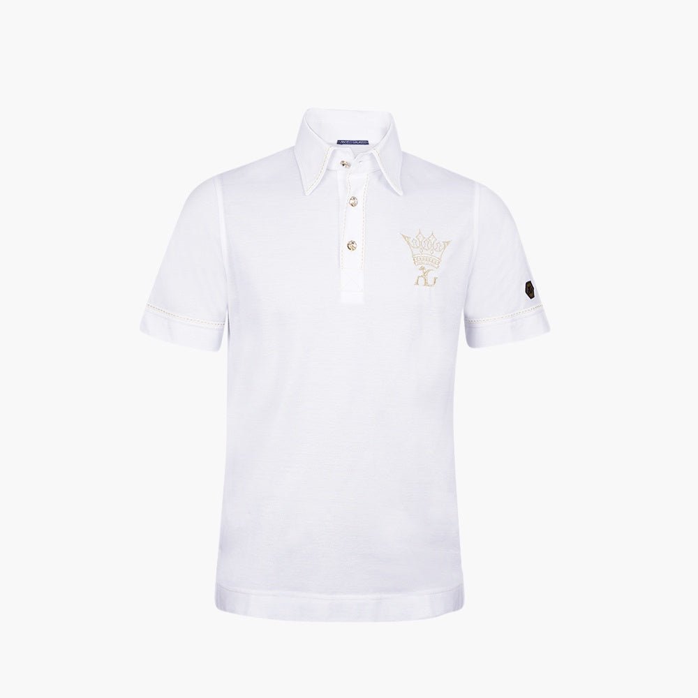 White & Gold Shindo Crown Polo - Angelo Galasso - Luxury Italian Menswear London