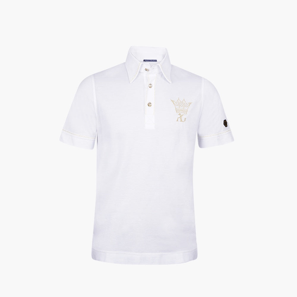 White & Gold Shindo Crown Polo - AG25STPLO01FL
