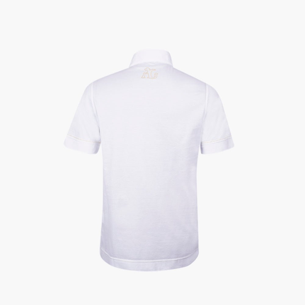 White & Gold Shindo Crown Polo - Angelo Galasso - Luxury Italian Menswear London