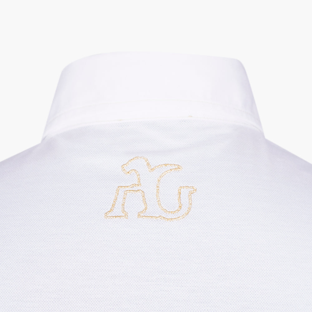 White & Gold Shindo Crown Polo - AG25STPLO01FL