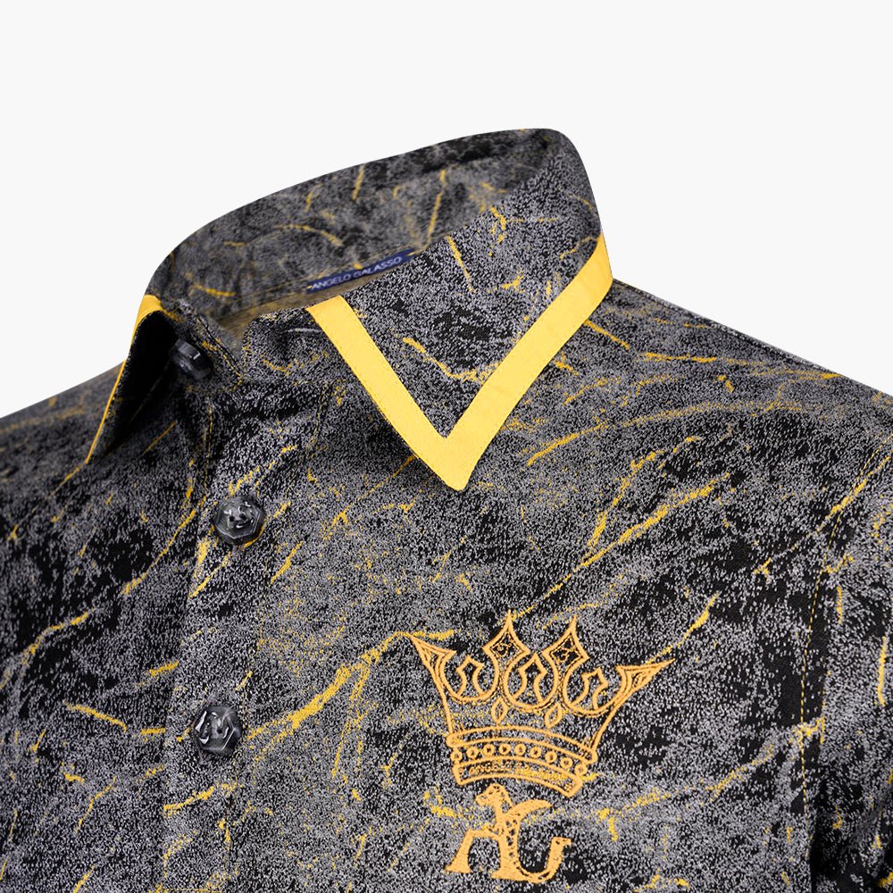 Black & Yellow Frise Crown Polo - Angelo Galasso - Luxury Italian Menswear London
