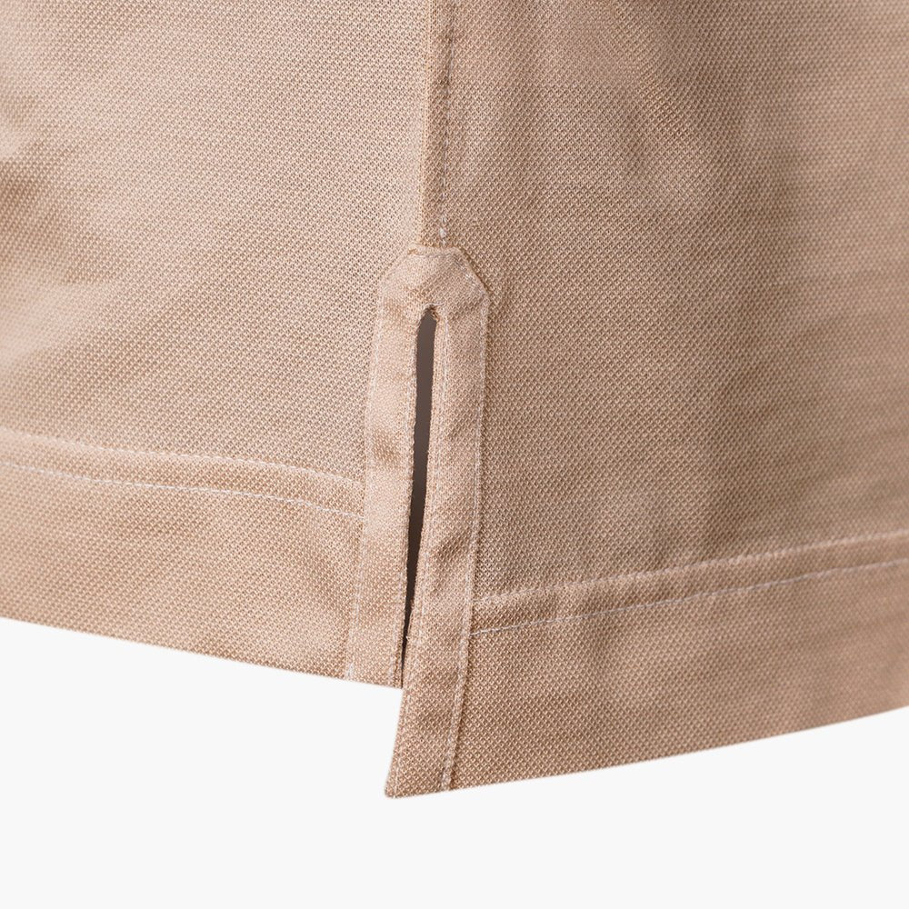 Piquet Beige Alloro Piping Polo - Angelo Galasso - Luxury Italian Menswear London