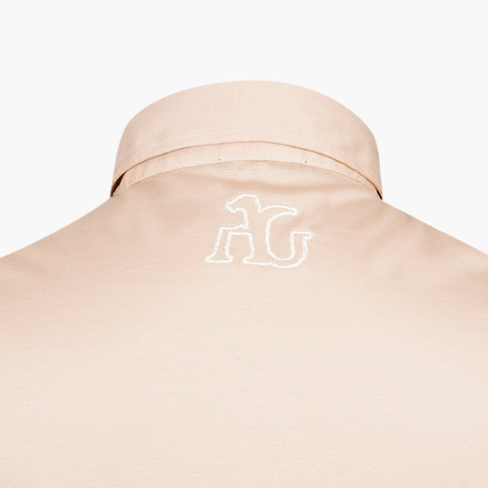 Piquet Beige Alloro Piping Polo - Angelo Galasso - Luxury Italian Menswear London