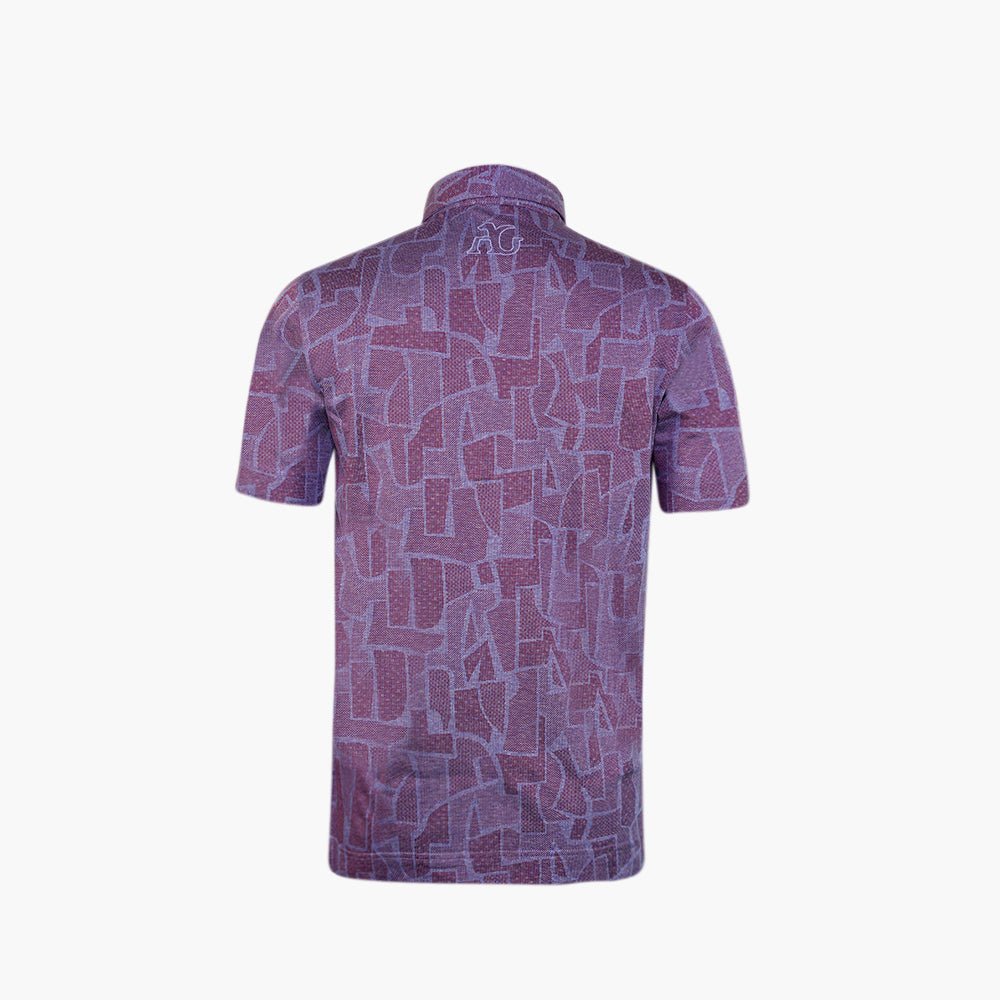 Purple & Light Blue Jacquard Aquila Polo - Angelo Galasso - Luxury Italian Menswear London