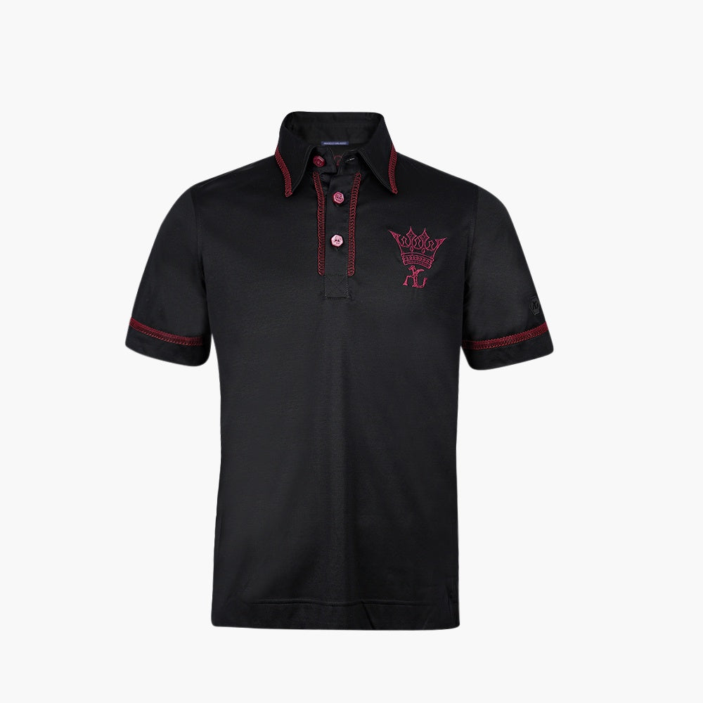 Black & Burgundy Shindo Crown Polo - AG25STPLO03FL