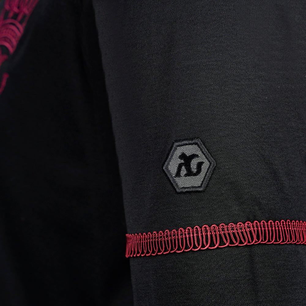 Black & Burgundy Shindo Crown Polo - Angelo Galasso - Luxury Italian Menswear London