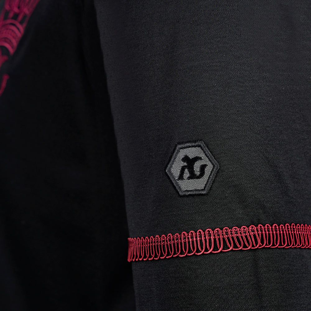 Black & Burgundy Shindo Crown Polo - AG25STPLO03FL