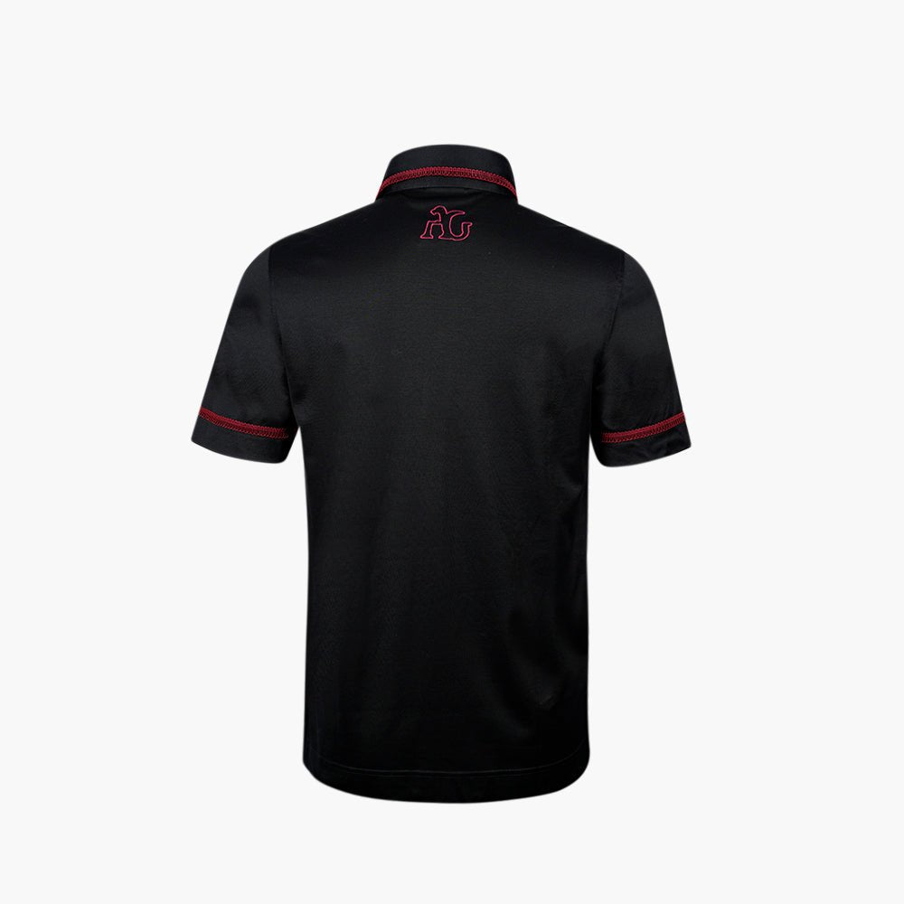 Black & Burgundy Shindo Crown Polo - Angelo Galasso - Luxury Italian Menswear London