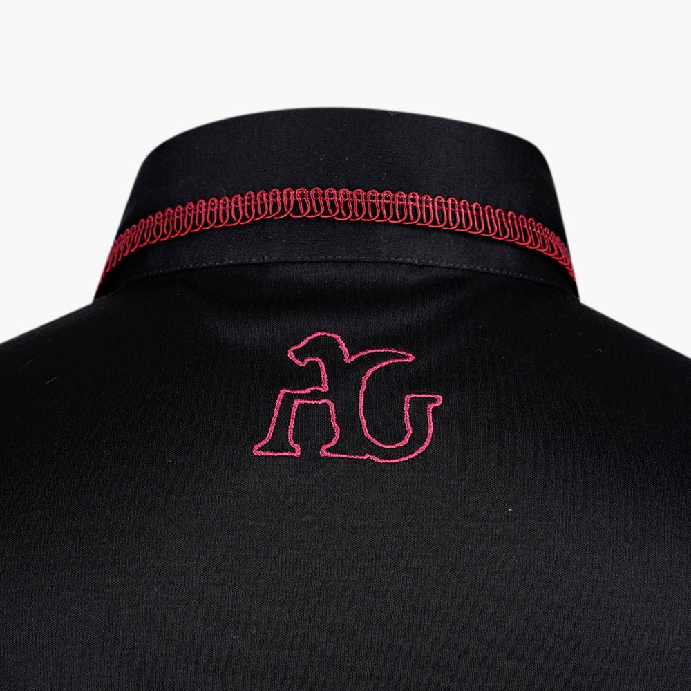 Black & Burgundy Shindo Crown Polo - Angelo Galasso - Luxury Italian Menswear London