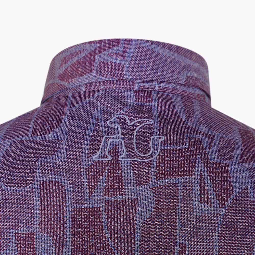 Purple & Light Blue Jacquard Aquila Polo - Angelo Galasso - Luxury Italian Menswear London