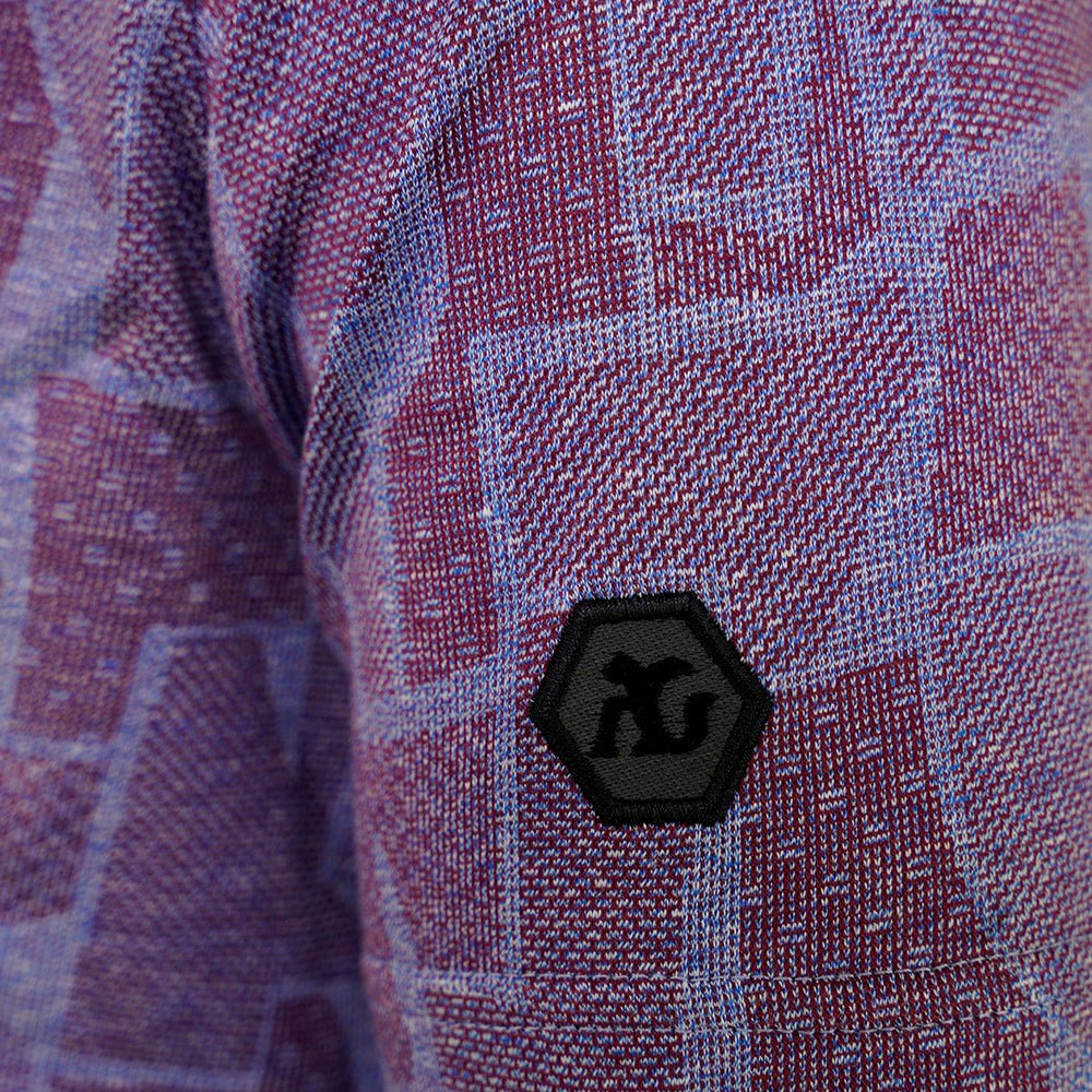 Purple & Light Blue Jacquard Aquila Polo - Angelo Galasso - Luxury Italian Menswear London