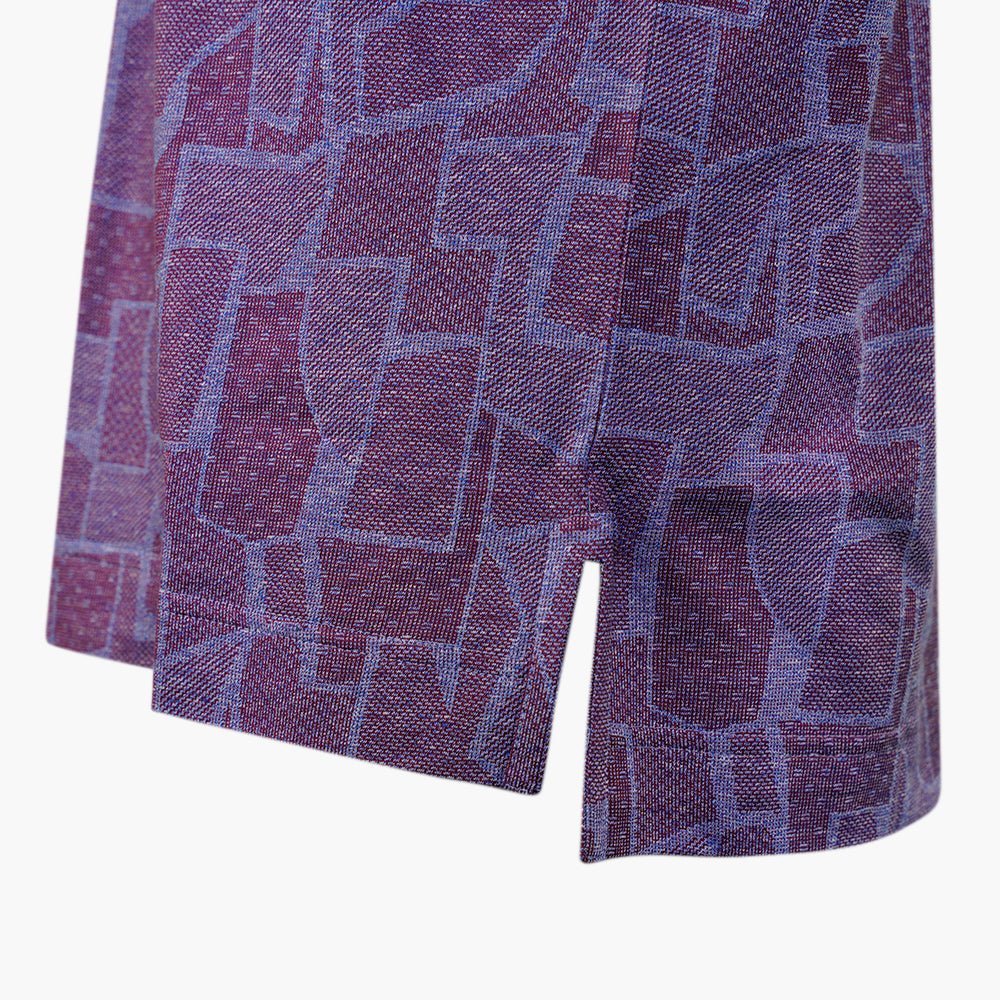 Purple & Light Blue Jacquard Aquila Polo - Angelo Galasso - Luxury Italian Menswear London
