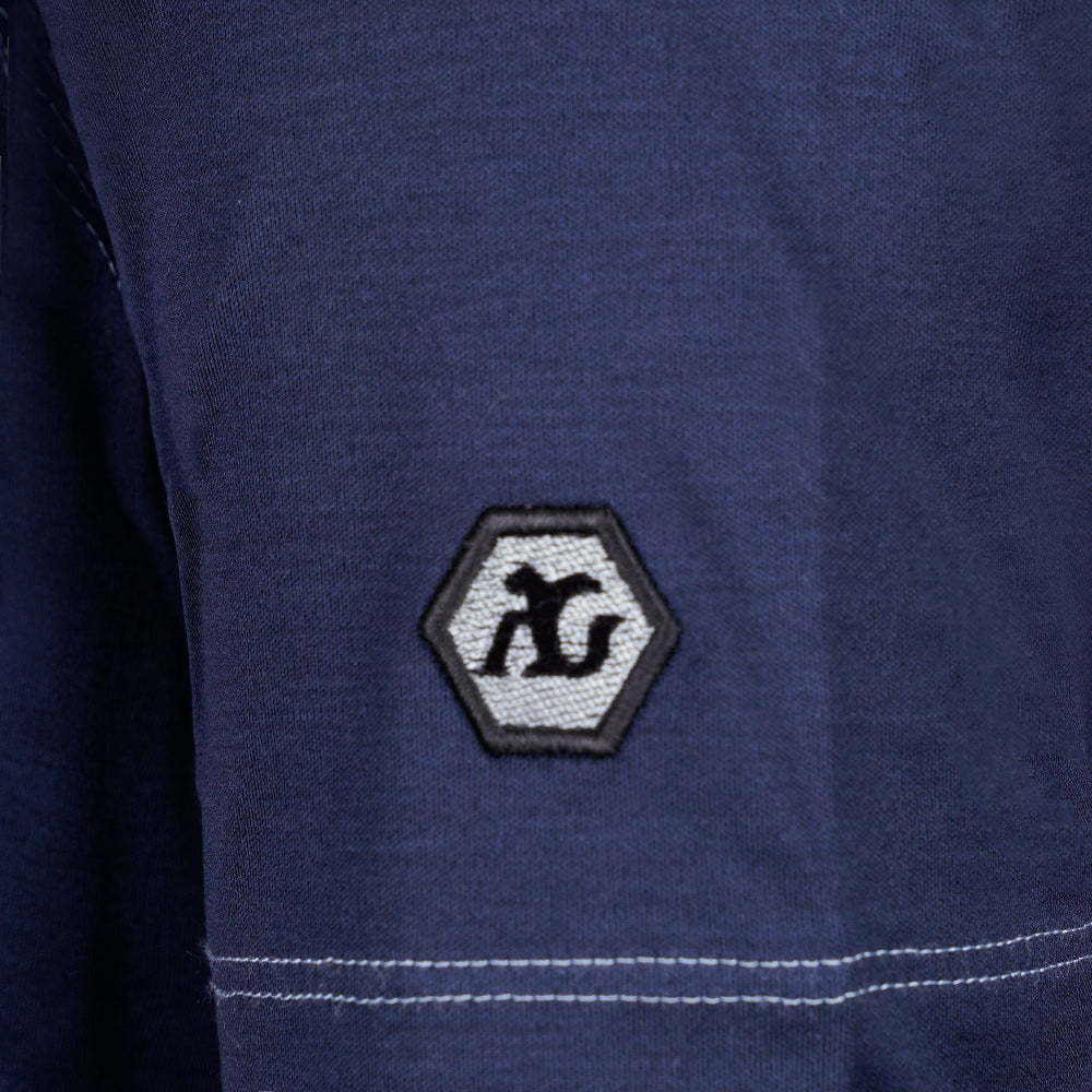 Dark Blue Alloro Piping Polo - AG25STPLO04FL