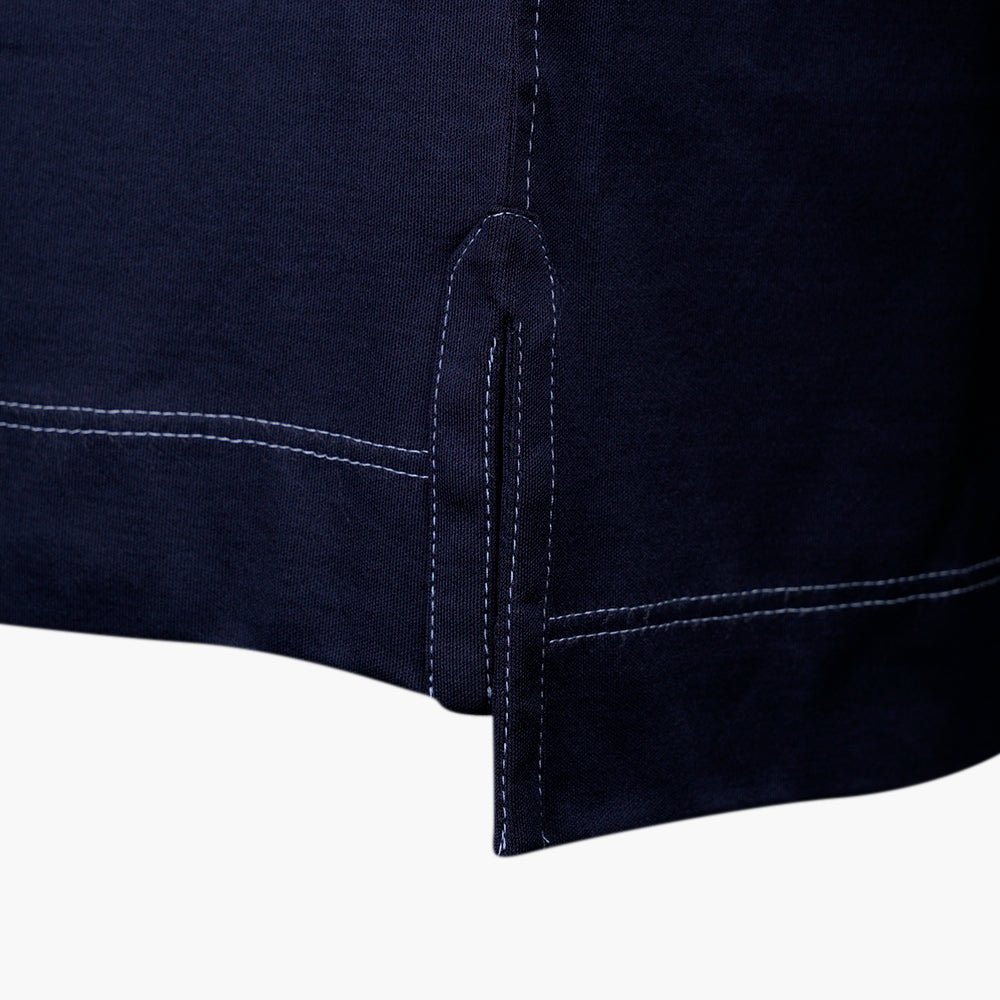 Dark Blue Alloro Piping Polo - Angelo Galasso - Luxury Italian Menswear London