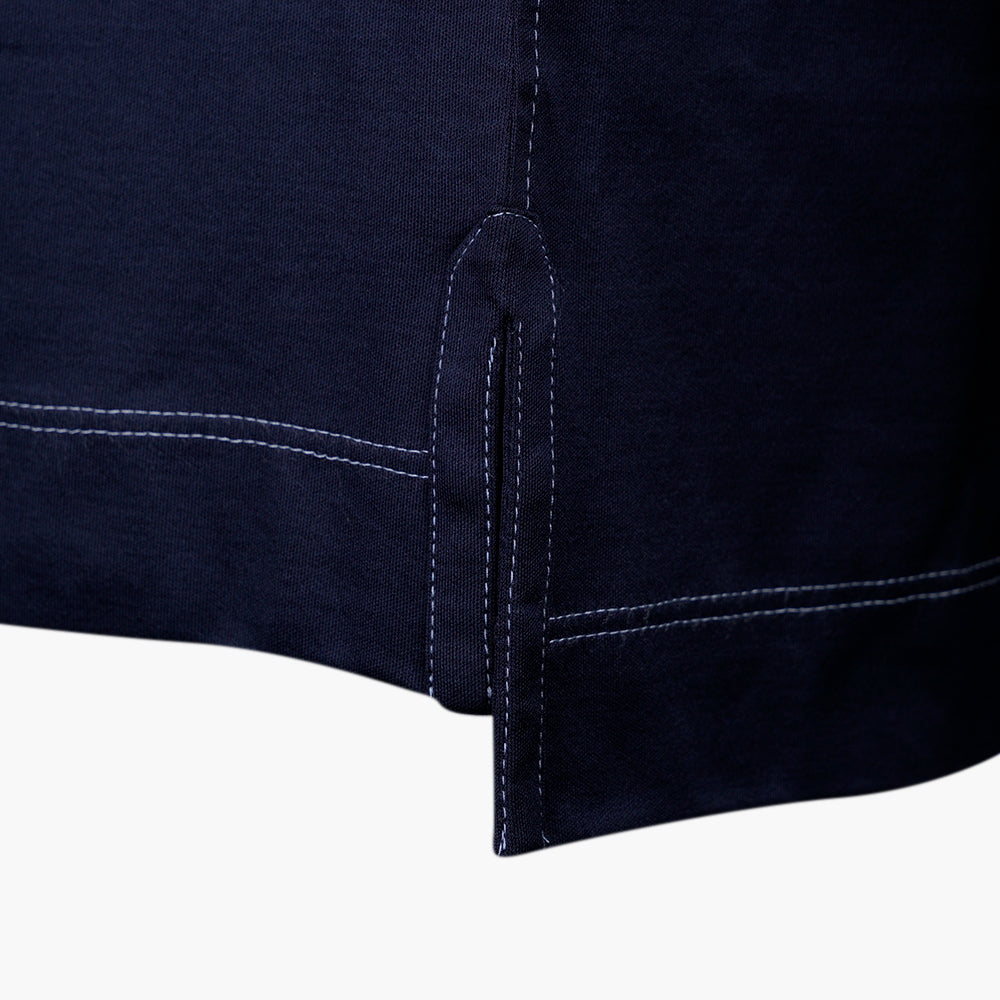 Dark Blue Alloro Piping Polo - AG25STPLO04FL