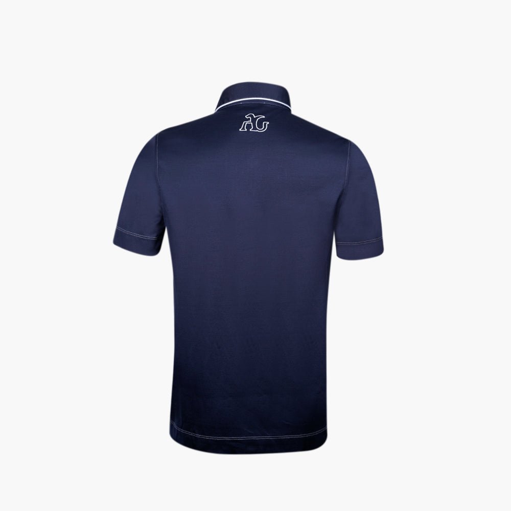 Dark Blue Alloro Piping Polo - Angelo Galasso - Luxury Italian Menswear London