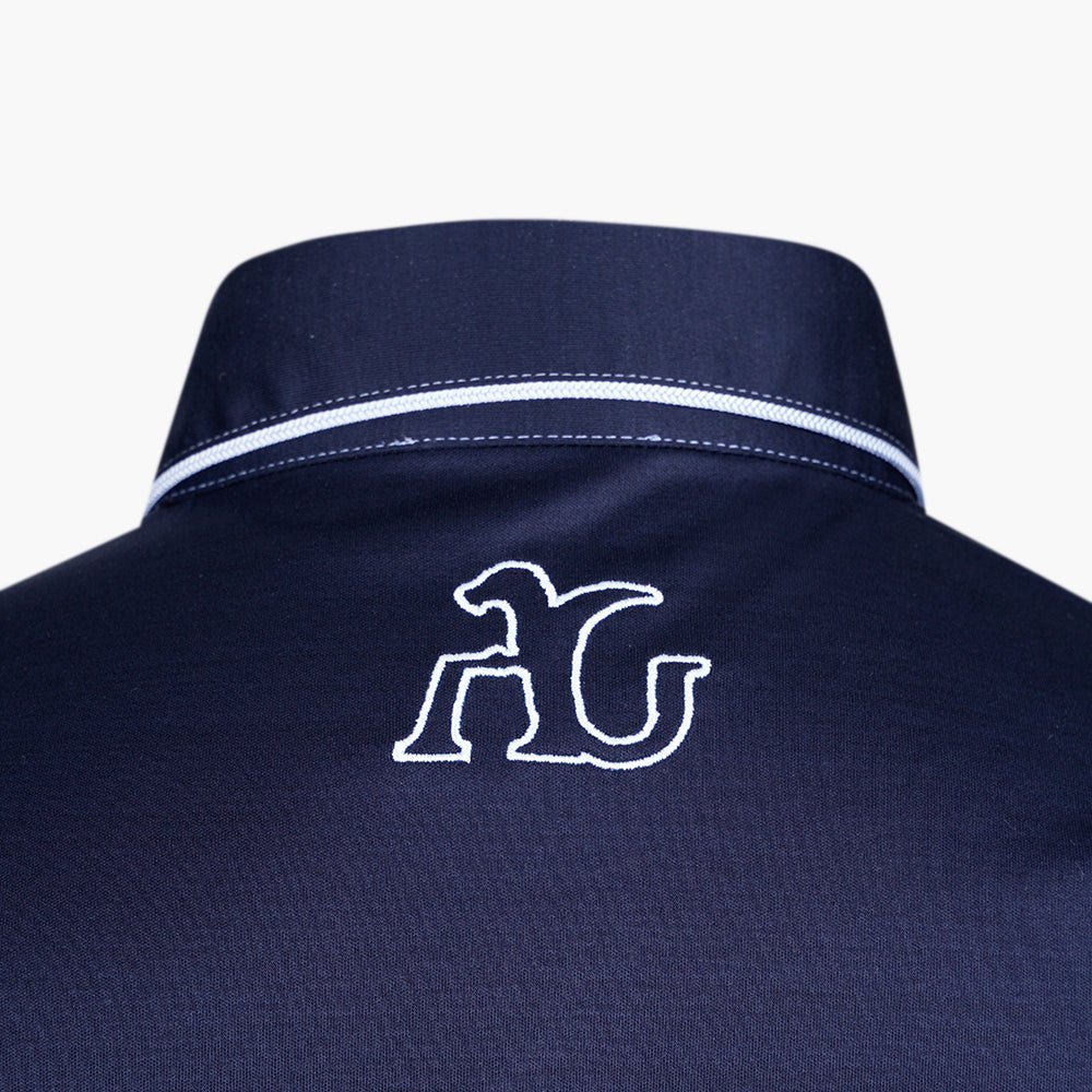 Dark Blue Alloro Piping Polo - Angelo Galasso - Luxury Italian Menswear London