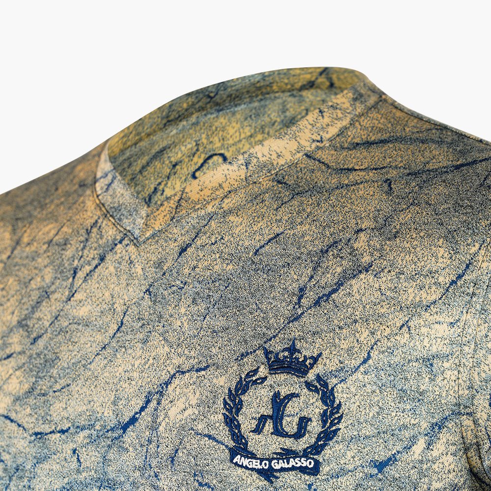 Brown & Navy Alloro T-Shirt - Angelo Galasso - Luxury Italian Menswear London