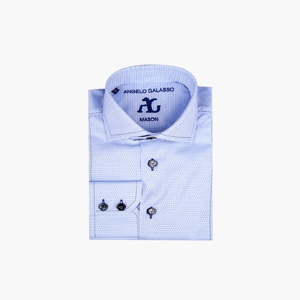 Light Blue Geometric Mason Shirt - Angelo Galasso - Luxury Italian Menswear London