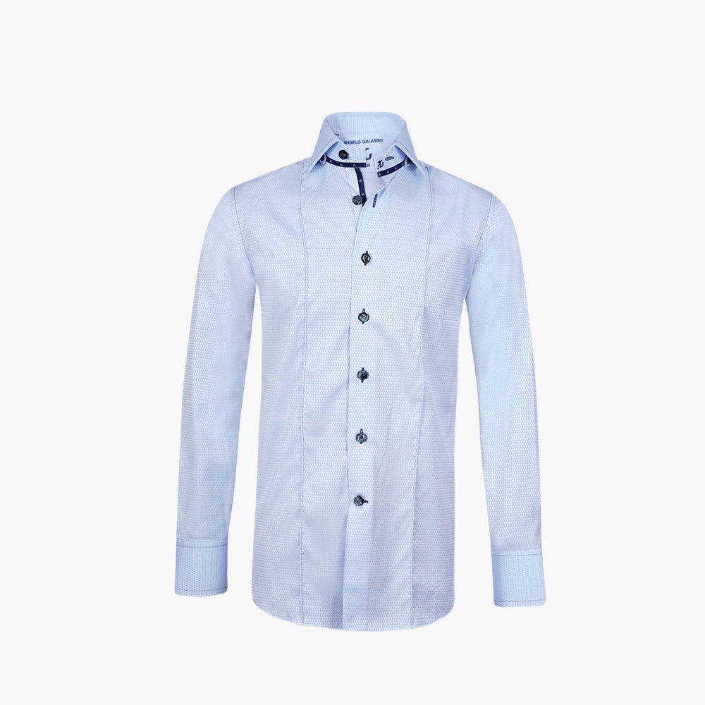 Light Blue Geometric Mason Shirt - Angelo Galasso - Luxury Italian Menswear London