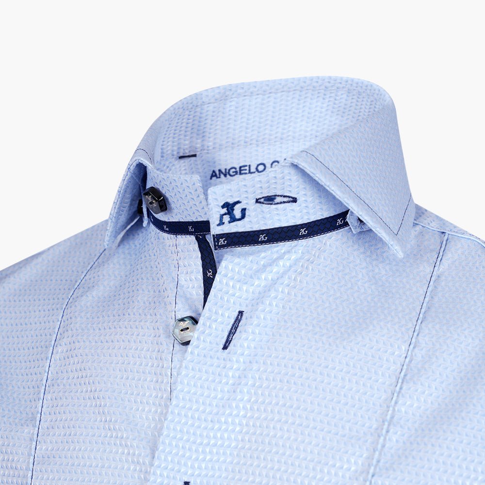 Light Blue Geometric Mason Shirt - Angelo Galasso - Luxury Italian Menswear London