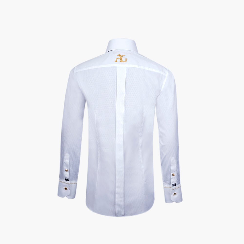 White & Gold Crown Mason Shirt - Angelo Galasso - Luxury Italian Menswear London