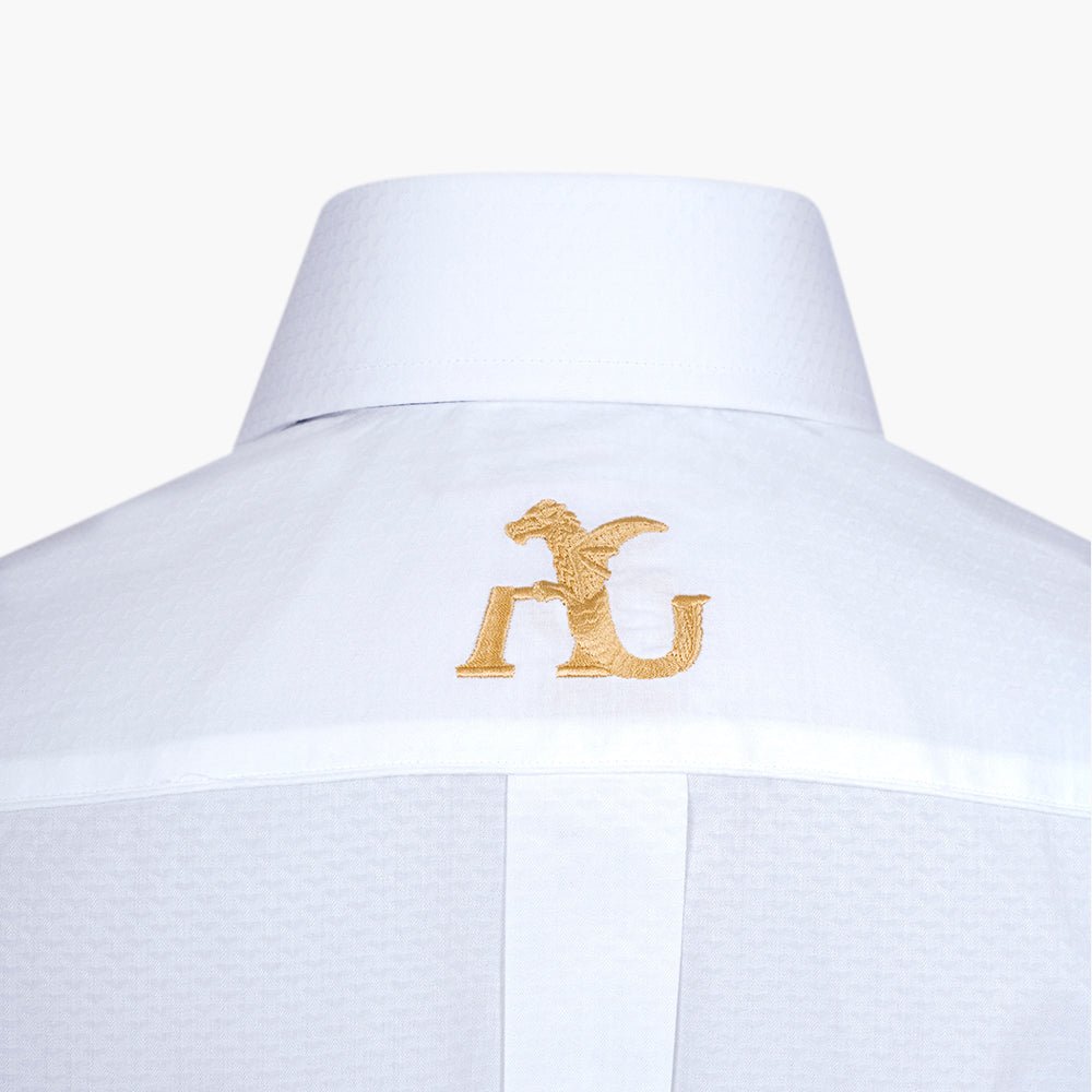 White & Gold Crown Mason Shirt - Angelo Galasso - Luxury Italian Menswear London