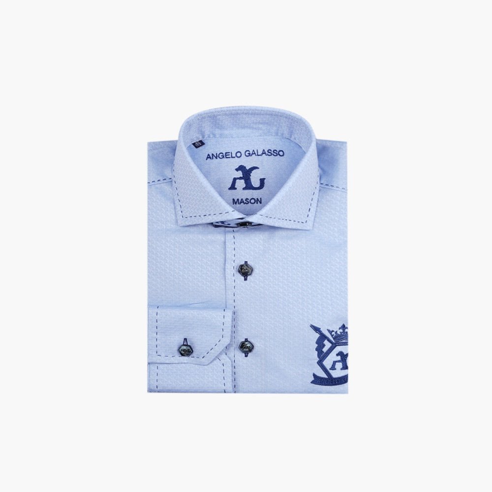 Light Blue Hexagonal Mason Shirt - Angelo Galasso - Luxury Italian Menswear London
