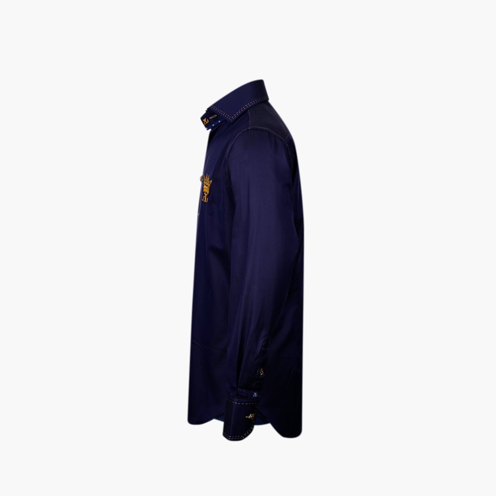 Blue & Yellow Crown Mason Shirt - Angelo Galasso - Luxury Italian Menswear London