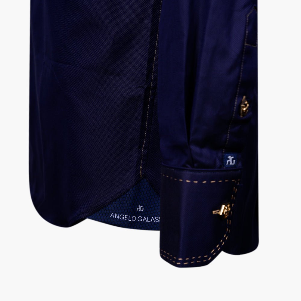 Blue & Yellow Crown Mason Shirt - Angelo Galasso - Luxury Italian Menswear London