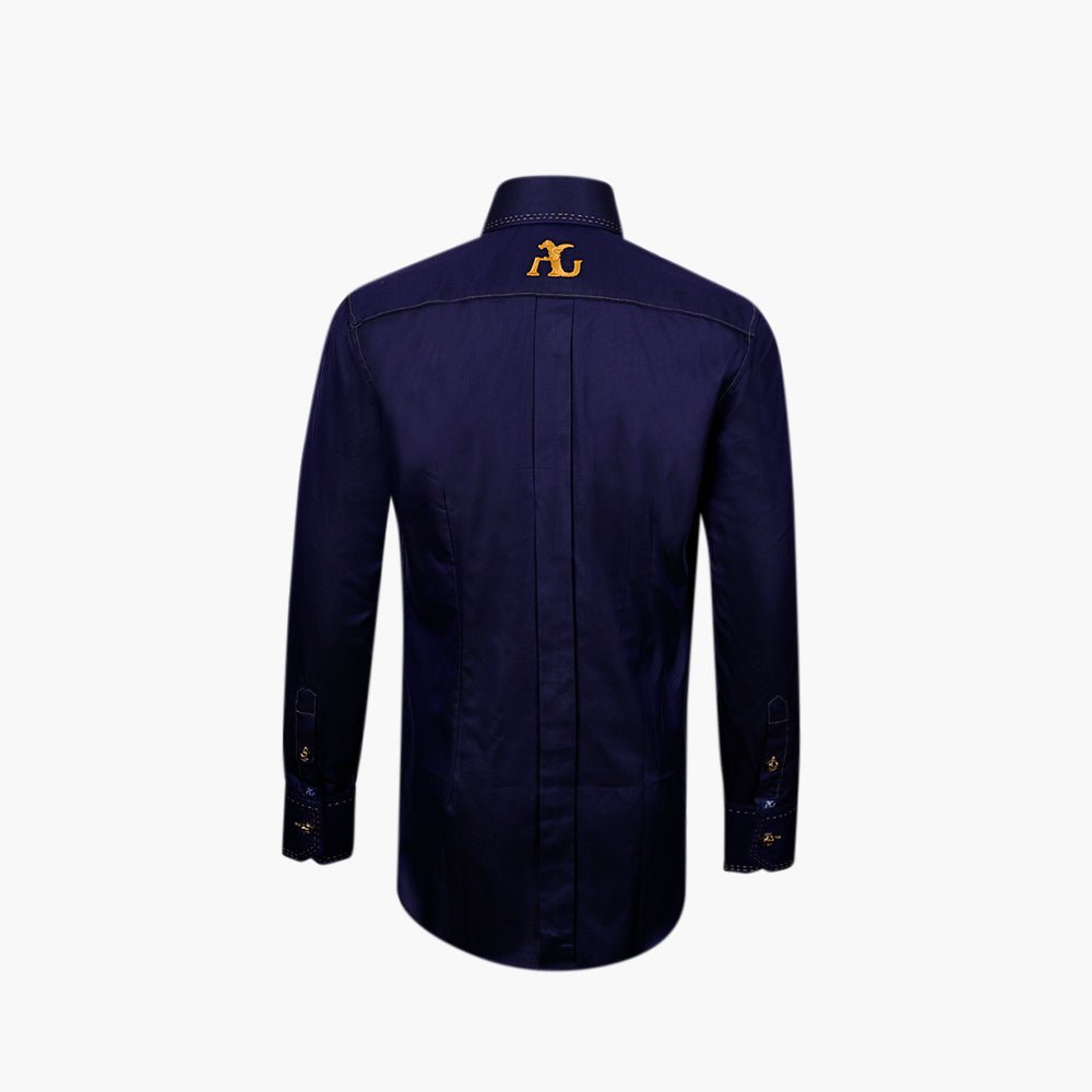 Blue & Yellow Crown Mason Shirt - Angelo Galasso - Luxury Italian Menswear London