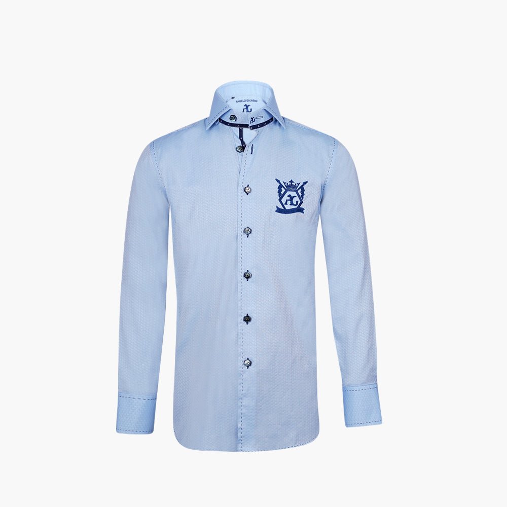 Light Blue Hexagonal Mason Shirt - Angelo Galasso - Luxury Italian Menswear London